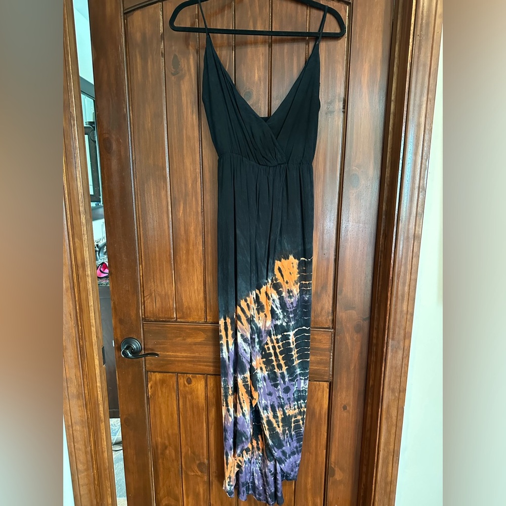 Blu Moon maxi dress with opening in the front. Slip underneath (shown in photo)